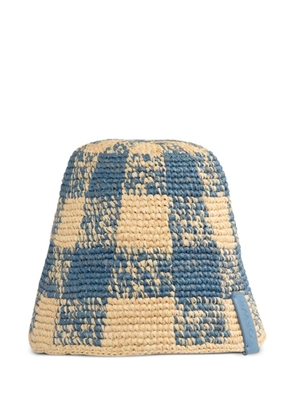 LOEWE checkered straw bucket hat - Neutrals