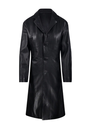 Balenciaga button-fastening leather coat - Black