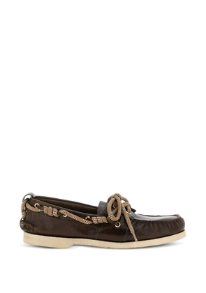 Golden Goose curled lace leather loafers - Brown