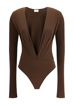 THE ANDAMANE deep-V-neck bodysuit - Brown