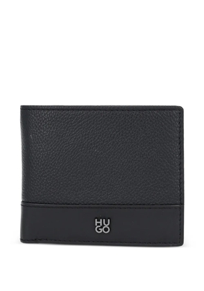 HUGO logo-plaque leather wallet - Black