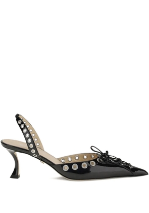 MACH & MACH crystallised corset slingback pumps - Black