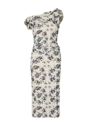 Tory Burch floral-print velvet midi dress - Neutrals
