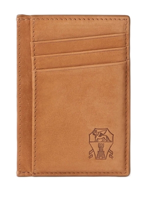 Brunello Cucinelli embossed leather card holder - Brown