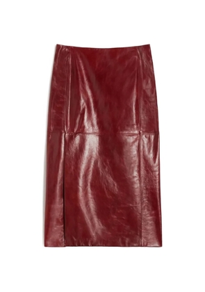 Sportmax slit-detail leather midi skirt - Red
