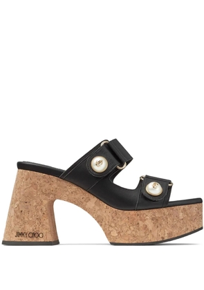Jimmy Choo Fayence 95mm leather platform sandals - Black