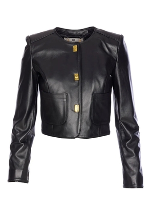 Elisabetta Franchi hook-fastening leather jacket - Black