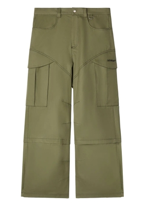 Off-White embroidered cargo straight trousers - Green
