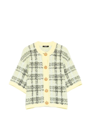 Balmain buttoned check tweed cardigan - Yellow