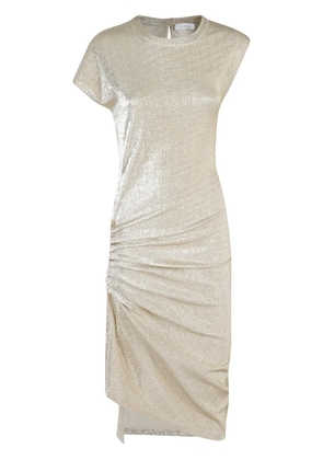 Rabanne gathered-detail midi dress - Grey