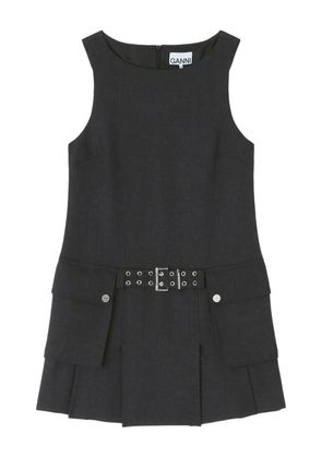 GANNI belted pocket mini dress - Grey