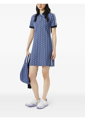 Lacoste polo-neck patterned mini dress - Blue