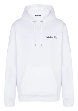 Balmain embroidered-logo hoodie - White
