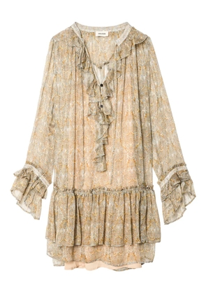 Zadig&Voltaire Ralice paisley ruffled mini dress - Neutrals