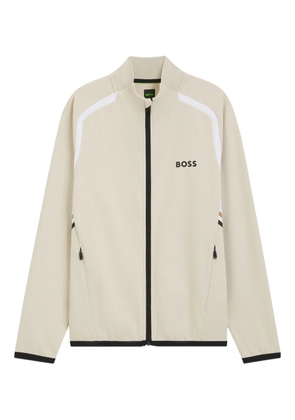 BOSS zip-up logo-detail sweatshirt - Neutrals