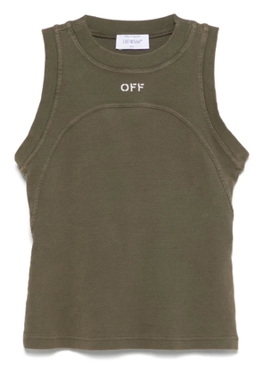 Off-White ribbed tank top - Green