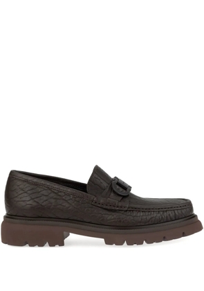 Ferragamo Gancini detailed textured-leather loafers - Brown