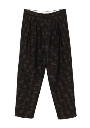 Kenzo pleated patterned straight-leg trousers - Brown