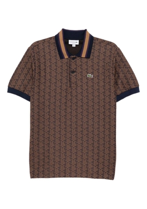Lacoste monogram-jacquard polo shirt - Brown