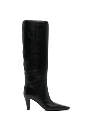 Saint Laurent square toe leather boots - Black