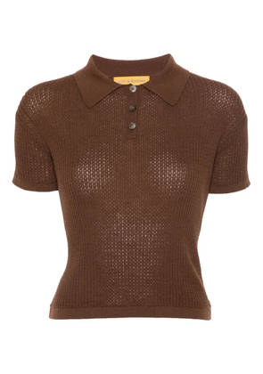 Guest In Residence Shrunken knitted polo top - Brown