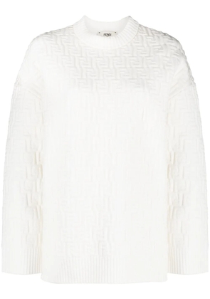 FENDI monogram-pattern long-sleeve jumper - White