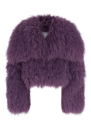 The Attico mongolian-fur long-sleeves jacket - Purple