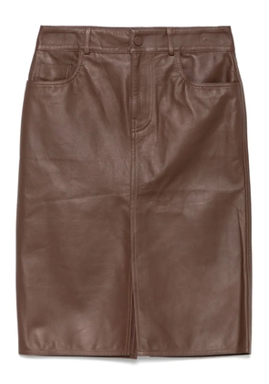 Jacob Cohën leather midi skirt - Brown
