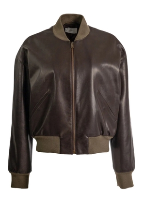 The Row ribbed collar bomber jacket - Brown