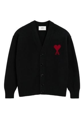 AMI Paris logo-appliqué buttoned cardigan - Black