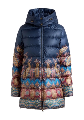 ETRO paisley-print hooded down coat - Blue