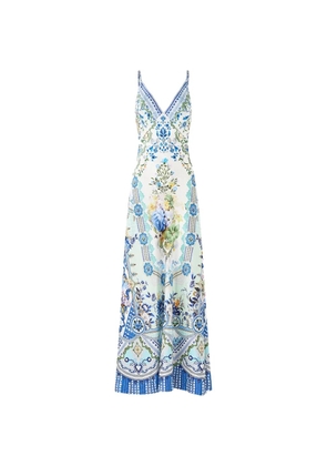 Camilla V-neck floral slip maxi dress - White