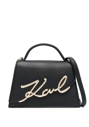Karl Lagerfeld medium Signature leather cross body bag - Black
