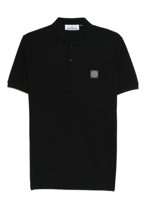 Stone Island short-sleeve patch polo shirt - Black