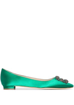 Manolo Blahnik Hangisi appliqué flat pumps - Green