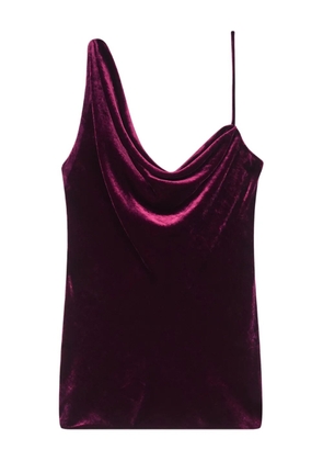 DRIES VAN NOTEN cowl-neck velvet top - Purple