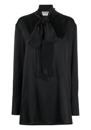 Jil Sander pussy bow silk-satin blouse - Black