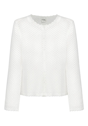 Posse crochet-detail buttoned cardigan - White