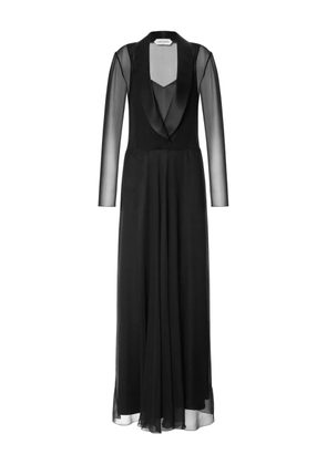 Alberta Ferretti sheer sleeve evening dress - Black