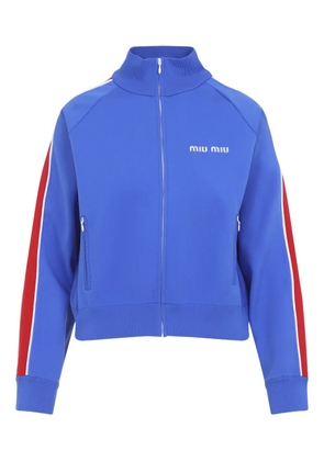 Miu Miu stripe zip-fastening sweatshirt - Blue