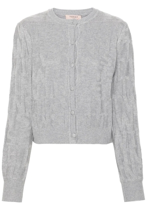TWINSET logo-brooch cardigan - Grey
