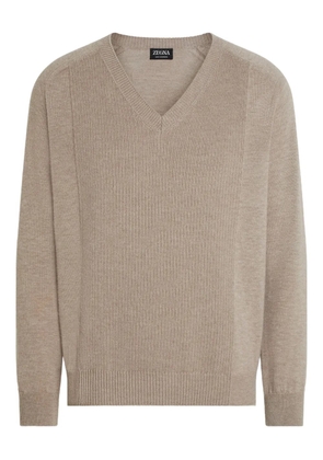 Zegna Oasi V-neck ribbed cashmere sweater - N92