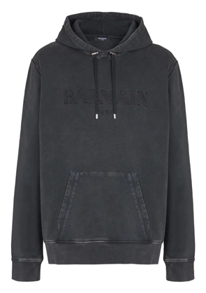 Balmain logo-embroidered hoodie - Grey
