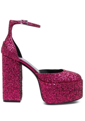 Paris Texas 140mm glitter-embellished platform pumps - Pink