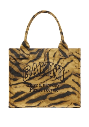 GANNI tiger-print tote bag - Yellow