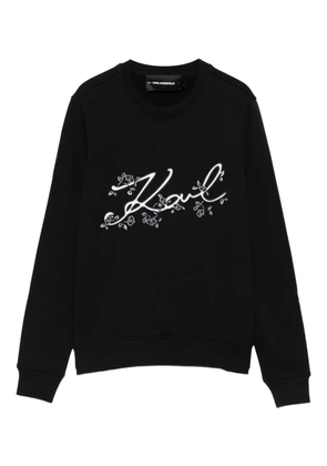 Karl Lagerfeld floral-embroidered sweatshirt - Black