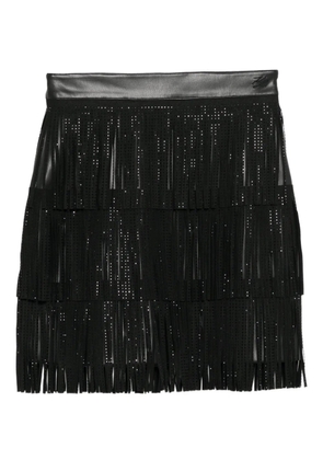 Karl Lagerfeld rhinestone-embellished fringe mini skirt - Black