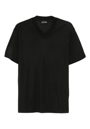 Emporio Armani eagle-embroidered T-shirt - Black