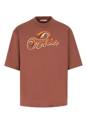 Marni logo-detail short-sleeve T-shirt - Brown