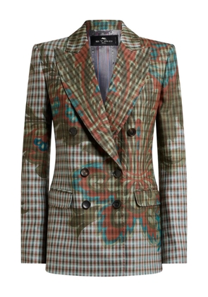ETRO floral-print gingham-pattern blazer - Brown